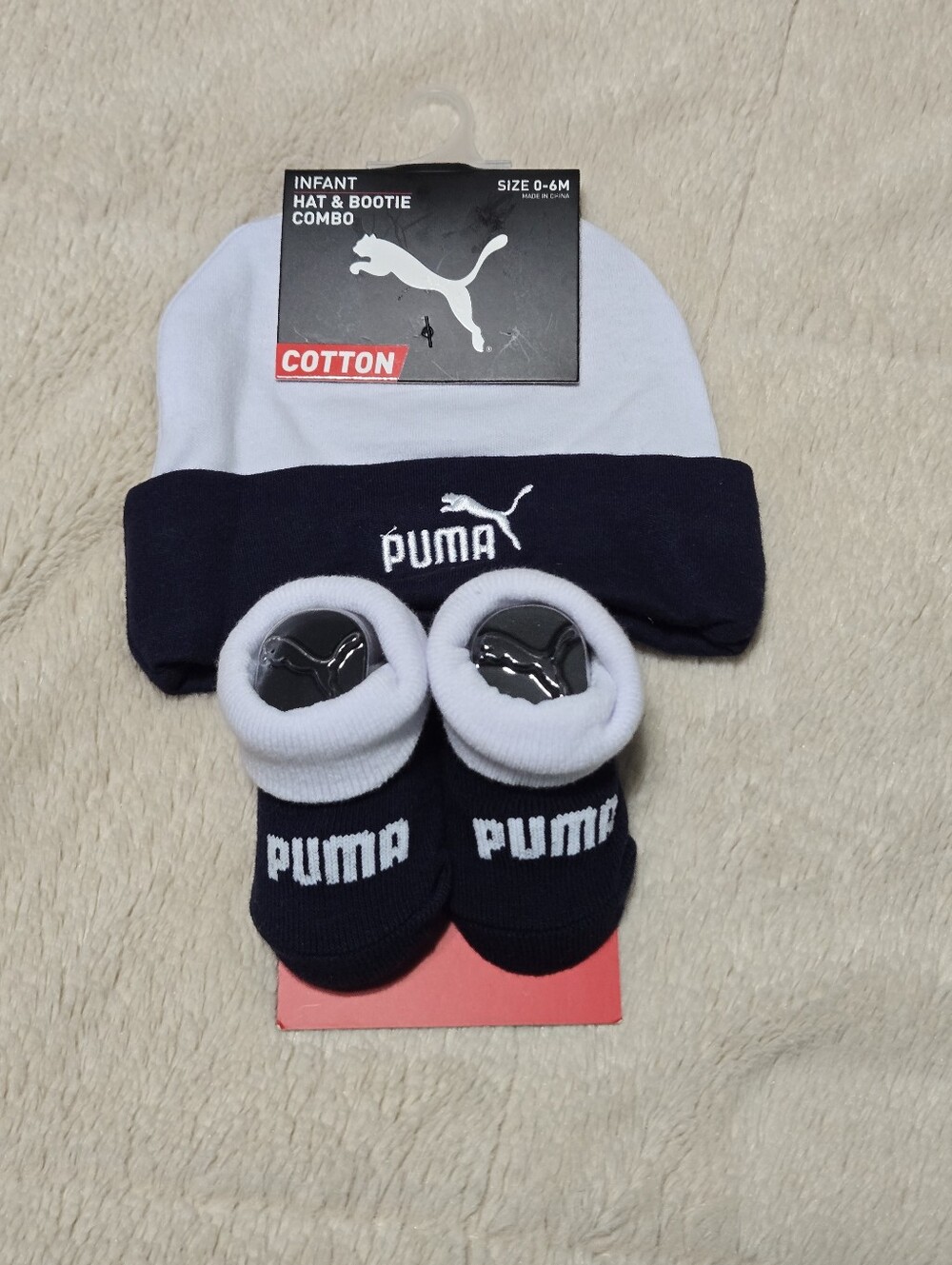 Puma Infant Hat & Bootie Combo, dark navy blue, infant newborn SIZE 0-6M NEW